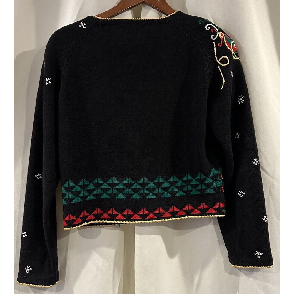Vintage Michael Simon‎ Santa Sleigh Holiday Cardigan 90s Size Small - Picture 5 of 7